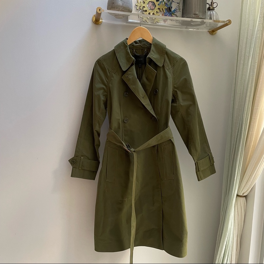 J.Crew Green/Olive Trench Coat